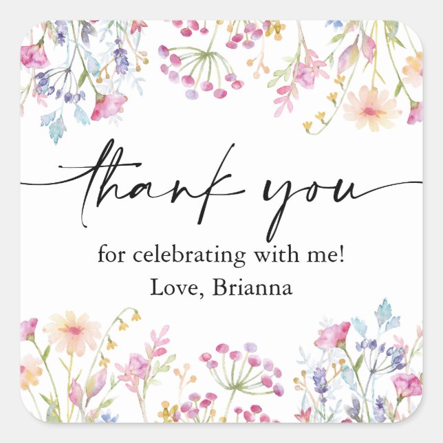 Adesivo Quadrado Tema Garden Garden Rapariga Aniversário de Cores d (Frente)