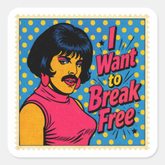 Adesivo Quadrado Tema Pop Art Break Free