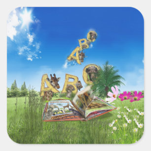 Adesivo Quadrado Temas do alfabeto ABC Capital.