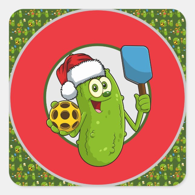 Adesivo Quadrado Temo de Natal da Pickleball (Frente)