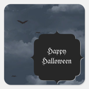 Adesivo Quadrado Tempestade Noite com Bats Halloween