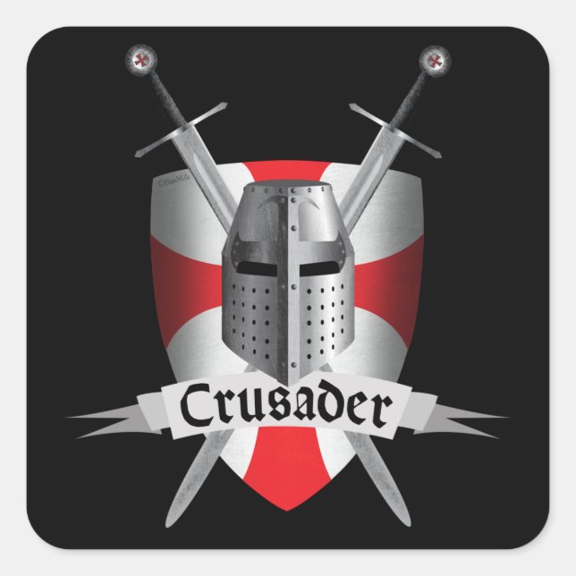 Adesivo Quadrado Templar - Armas Cruzadas (Frente)