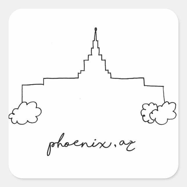 Adesivo Quadrado templo de phoenix arizona esboço simples moderno (Frente)