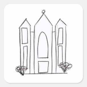 Adesivo Quadrado Templo Mórmon de Salt Lake City simples moderno