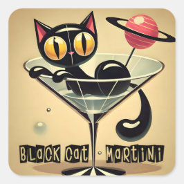 Adesivo Quadrado Tempo de Futuro Atômico, Black Cat Martini