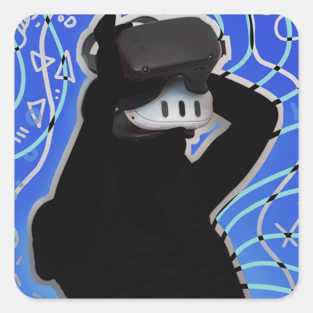 Adesivo Quadrado Tempo de Jogos do Headset VR Fundo Dinâmico (Frente)