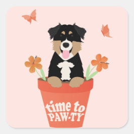 Adesivo Quadrado Tempo Para Um Cachorro Australiano Pawty
