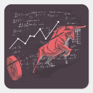 Adesivo Quadrado Tendência de Alta - Design de Mercado de Ações