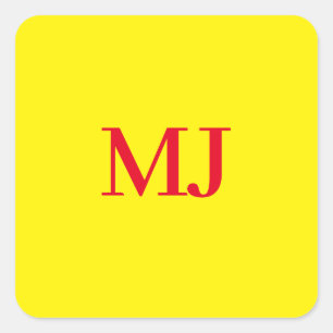 Adesivo Quadrado Tendência simples de monograma amarelo-claro
