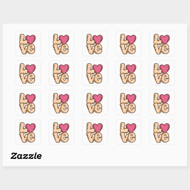 Adesivo Quadrado Tendy Square Love Sticker (Folha)