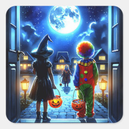 Adesivo Quadrado Tenha um Dia das Bruxas Spooky