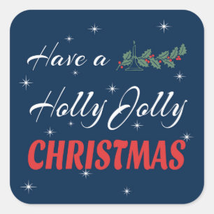Adesivo Quadrado Tenha um Natal Holly Jolly