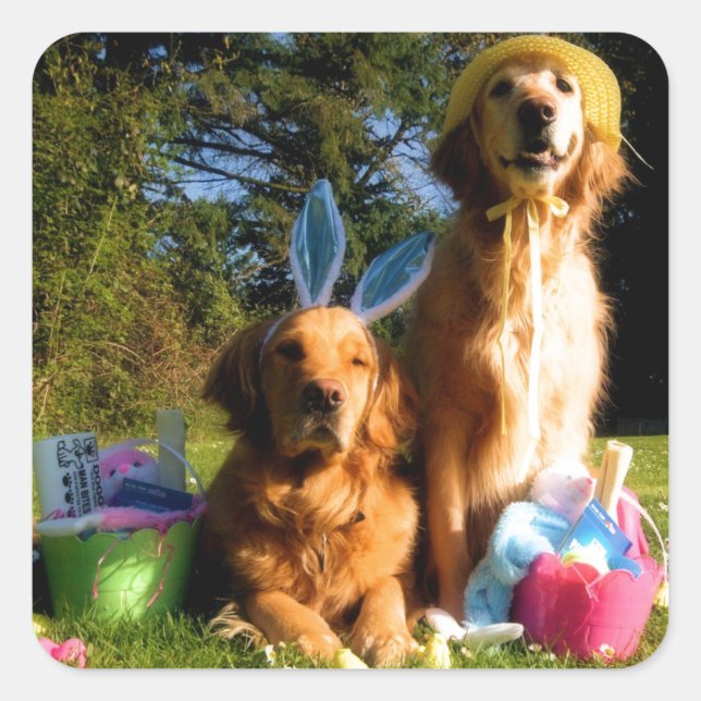 Adesivo Quadrado Tenha uma Páscoa de Ouro (Frente)