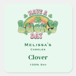 Adesivo Quadrado Tenha uma Vela de Típica Retroativa do Dia Sortuda