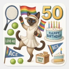 Adesivo Quadrado Tênis 50º aniversário para os amantes de gatos