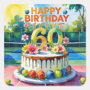Adesivo Quadrado Tênis 60.º aniversário com tênis