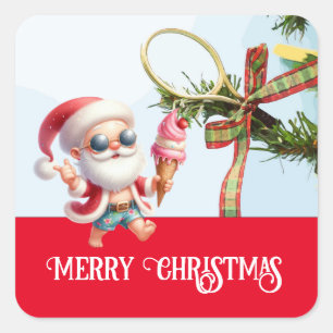 Adesivo Quadrado Tênis Natal em julho com Papai Noel