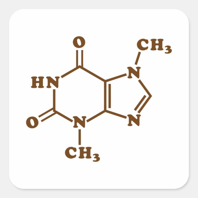 Adesivo Quadrado Teobromina - Teobromina - Fórmula Química Molecula (Frente)