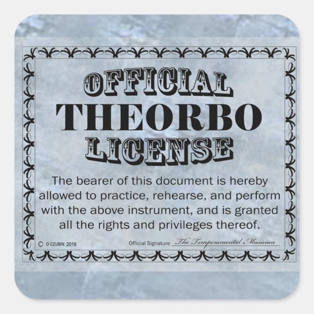 Adesivo Quadrado Teorbo License Square Sticker (Frente)