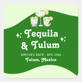 Adesivo Quadrado Tequila de Limão Verde e Tulum Bachelorette