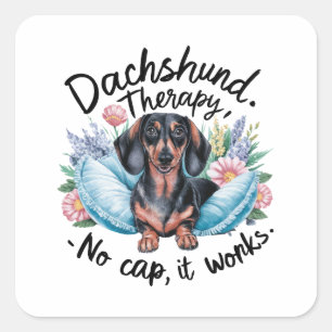 Adesivo Quadrado Terapêutica Dachshund Sem Boné Que Funciona