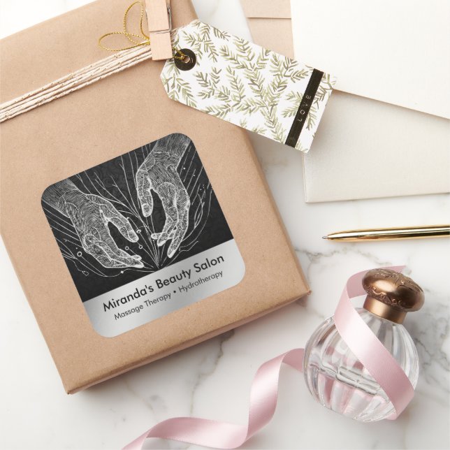 Adesivo Quadrado Terapêutica de Massagem Terapia Mãos Energia Spa B (Presentear)