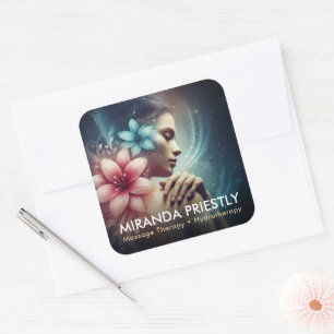 Adesivo Quadrado Terapêutica de Massagem Terapia Mãos Energia Spa B