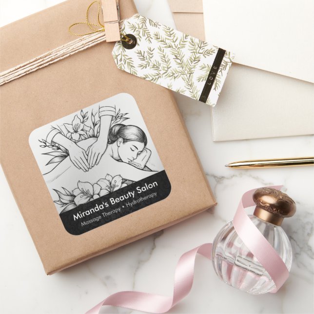 Adesivo Quadrado Terapêutica de Massagem Terapia Mãos Energia Spa B (Presentear)