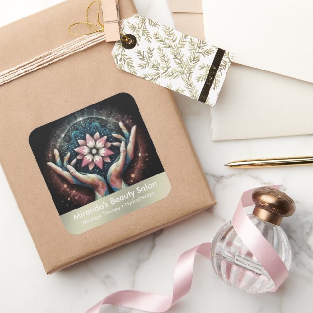 Adesivo Quadrado Terapêutica de Massagem Terapia Mãos Energia Spa B (Presentear)