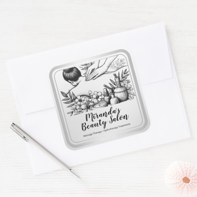 Adesivo Quadrado Terapêutica de Massagem Terapia Mãos Energia Spa B (Envelope)