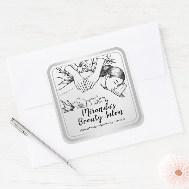 Adesivo Quadrado Terapêutica de Massagem Terapia Mãos Energia Spa B (Envelope)