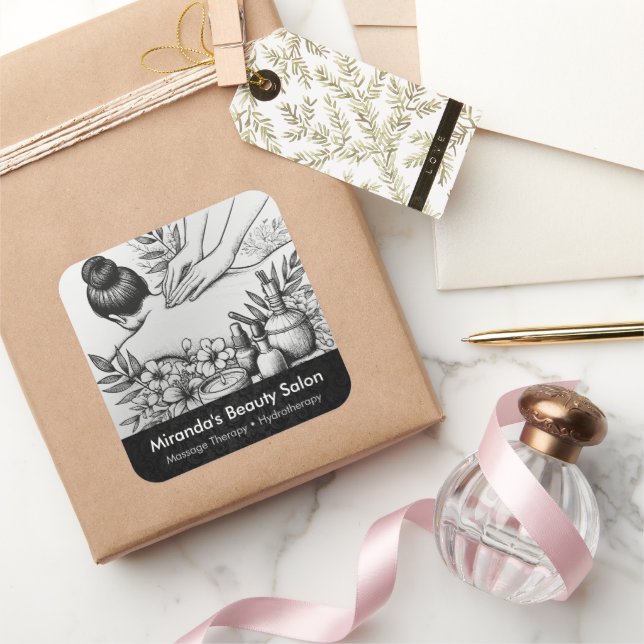 Adesivo Quadrado Terapêutica de Massagem Terapia Mãos Energia Spa B (Presentear)