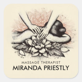 Adesivo Quadrado Terapêutica de Massagem Terapia Mãos Energia Spa B