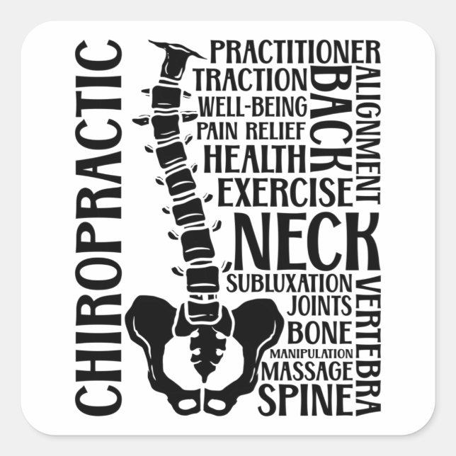 Adesivo Quadrado Terapêutica Espiral Chiroprática Chiro Chiropracto (Frente)