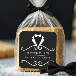 Adesivo Quadrado Terno de Tuxedo para Despedida de Solteiro Gravata