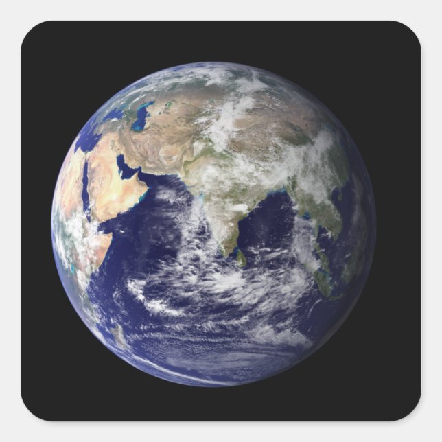 Adesivo Quadrado Terra cheio mostrando Europa e Ásia (Frente)