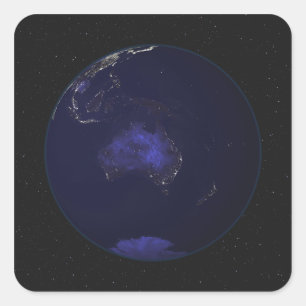 Adesivo Quadrado Terra completa na noite que mostra as luzes 2 da