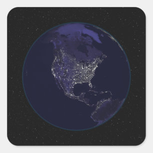 Adesivo Quadrado Terra completa na noite que mostra as luzes 4 da