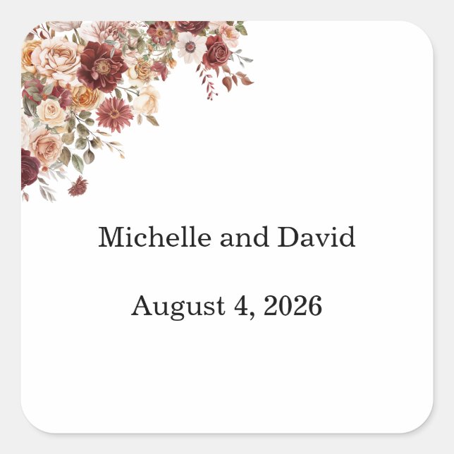 Adesivo Quadrado Terra Cotta Wedding, Reception,  (Frente)