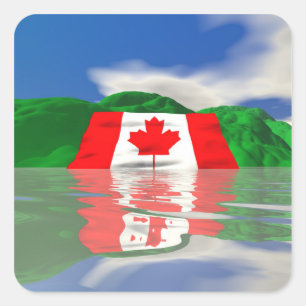 Adesivo Quadrado Terra da Bandeira Canadense
