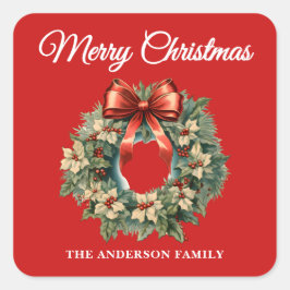 Adesivo Quadrado Terra de Natal Elegante Watercolor