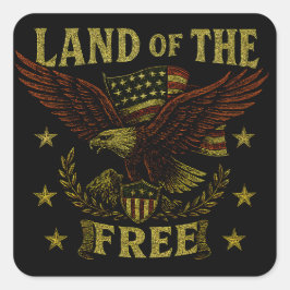 Adesivo Quadrado Terra dos Livres – Liberdade Americana Clássica
