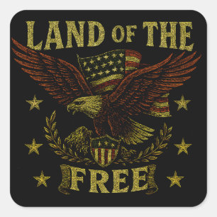 Adesivo Quadrado Terra dos Livres – Liberdade Americana Clássica