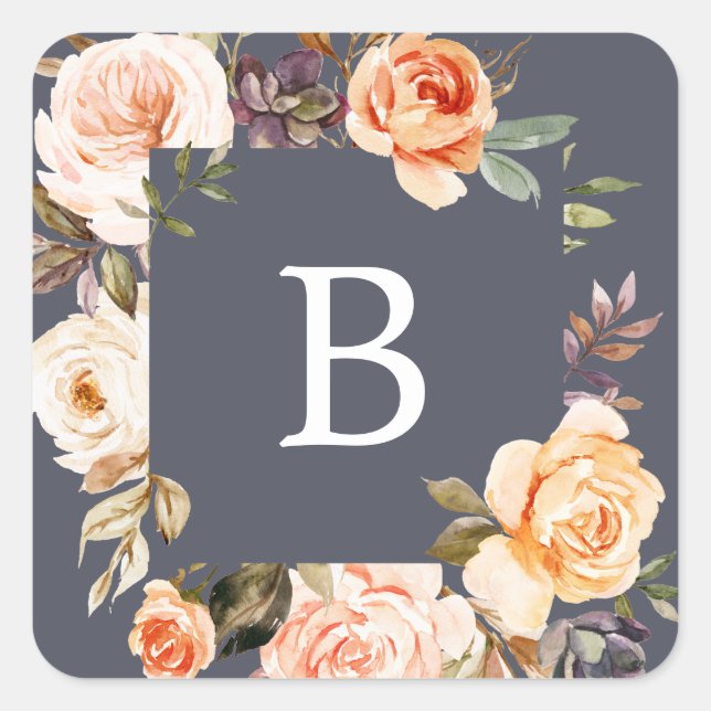 Adesivo Quadrado Terra Rústica Floresta Envelope Casamento Roxo (Frente)