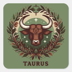 Adesivo Quadrado Terra, Sensual Taurus Zodiac - Sinal de Arte Desig