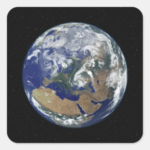 Adesivo Quadrado Terra totalmente iluminada centrada na Europa