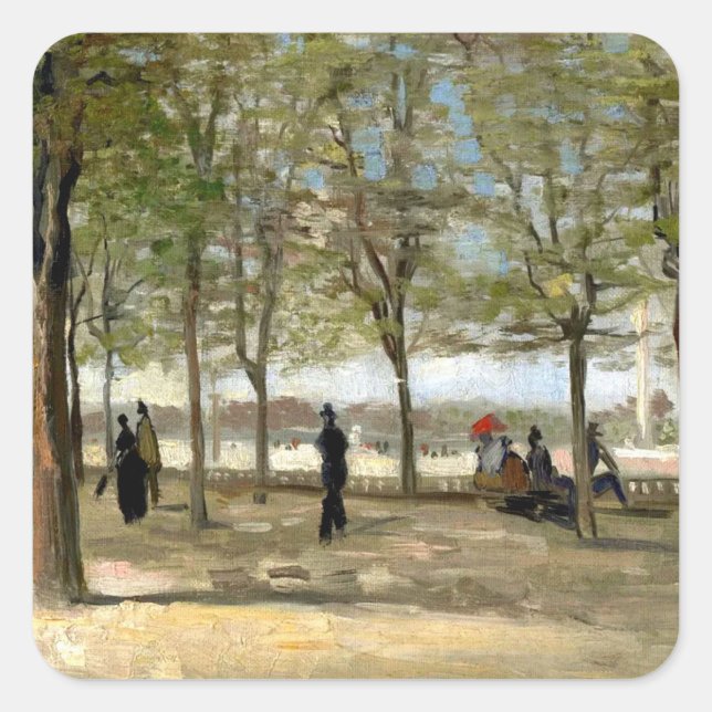 Adesivo Quadrado Terrace in Luxembourg Gardens (1886) Van Gogh art (Frente)
