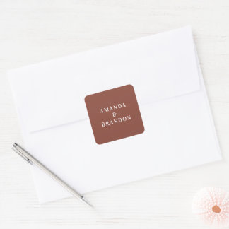 Adesivo Quadrado Terracota Escura Casamento Minimalista Branco Mode