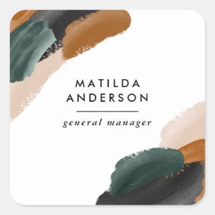 Adesivo Quadrado Terracotta, abstrato verde pintou o mínimo moderno