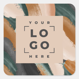 Adesivo Quadrado Terracotta, abstrato verde pintou o mínimo moderno